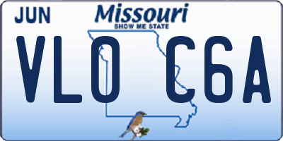 MO license plate VL0C6A