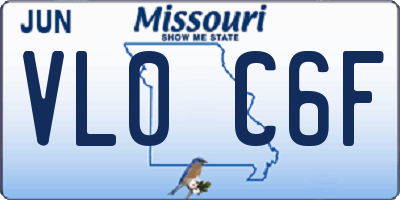 MO license plate VL0C6F