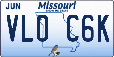 MO license plate VL0C6K