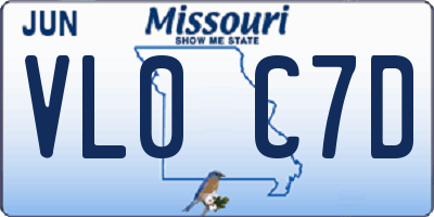 MO license plate VL0C7D
