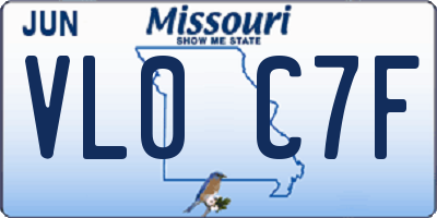 MO license plate VL0C7F