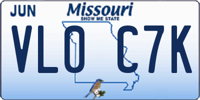 MO license plate VL0C7K