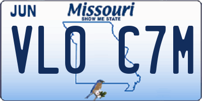 MO license plate VL0C7M
