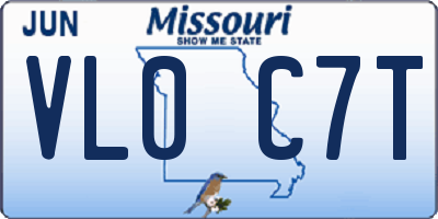 MO license plate VL0C7T