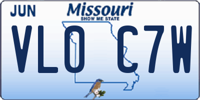 MO license plate VL0C7W