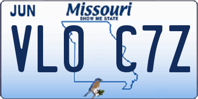 MO license plate VL0C7Z