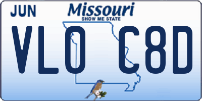 MO license plate VL0C8D