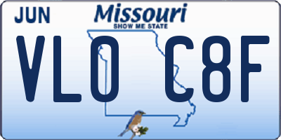 MO license plate VL0C8F