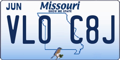 MO license plate VL0C8J