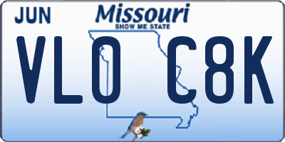 MO license plate VL0C8K