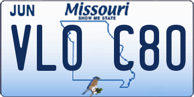 MO license plate VL0C8O