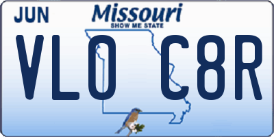 MO license plate VL0C8R