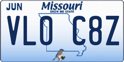 MO license plate VL0C8Z