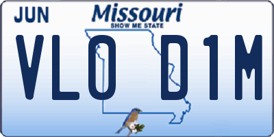 MO license plate VL0D1M