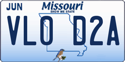 MO license plate VL0D2A