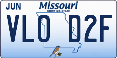 MO license plate VL0D2F