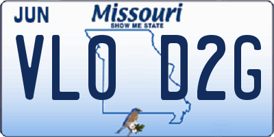 MO license plate VL0D2G