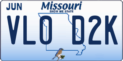 MO license plate VL0D2K