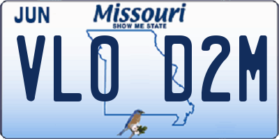 MO license plate VL0D2M