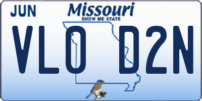 MO license plate VL0D2N