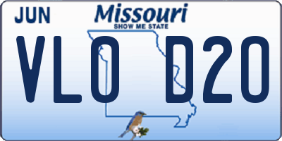 MO license plate VL0D2O