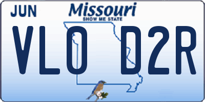 MO license plate VL0D2R