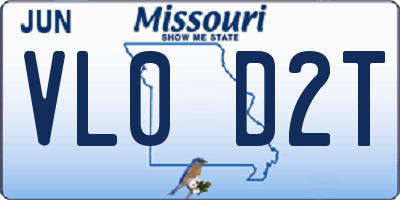 MO license plate VL0D2T