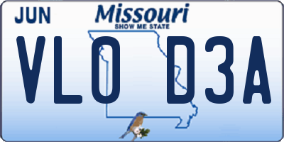MO license plate VL0D3A