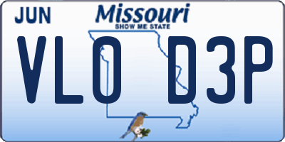MO license plate VL0D3P