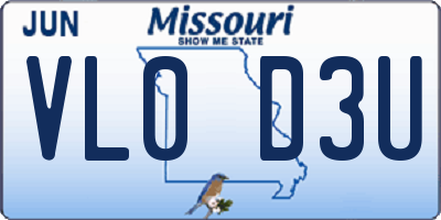 MO license plate VL0D3U