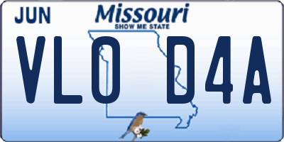 MO license plate VL0D4A