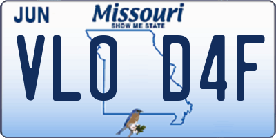 MO license plate VL0D4F