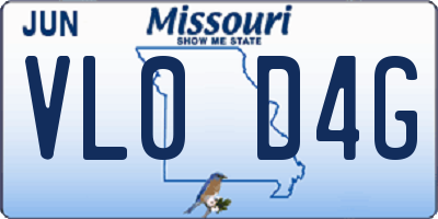MO license plate VL0D4G