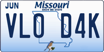 MO license plate VL0D4K
