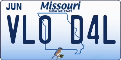 MO license plate VL0D4L