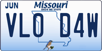MO license plate VL0D4W
