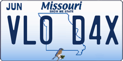 MO license plate VL0D4X