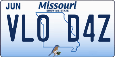 MO license plate VL0D4Z