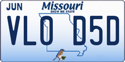 MO license plate VL0D5D