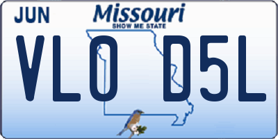 MO license plate VL0D5L