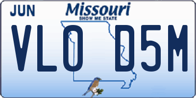 MO license plate VL0D5M