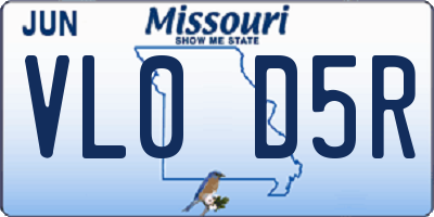 MO license plate VL0D5R