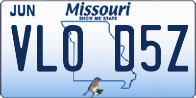 MO license plate VL0D5Z