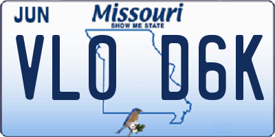 MO license plate VL0D6K