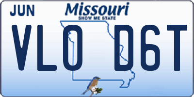 MO license plate VL0D6T
