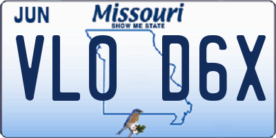 MO license plate VL0D6X