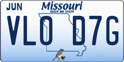 MO license plate VL0D7G