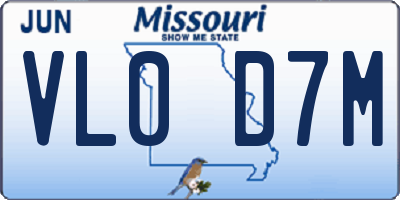 MO license plate VL0D7M