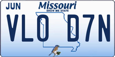MO license plate VL0D7N