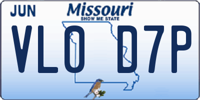 MO license plate VL0D7P